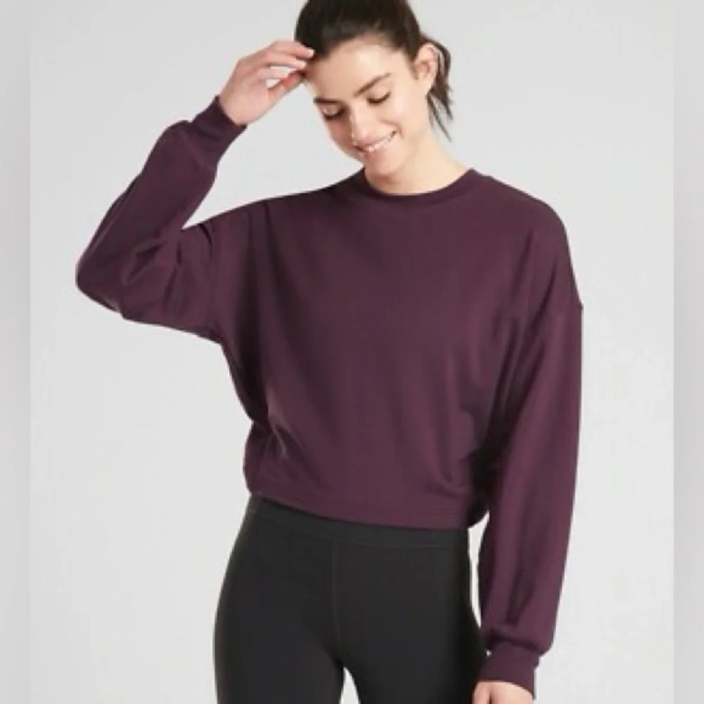 Athleta Tieback Purple Long Sleeve Sweatshirt XXS - Picture 2 of 5